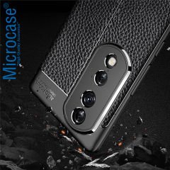 Microcase Honor 70 Leather Serisi Deri Efekt Silikon Kılıf - Siyah AL3337