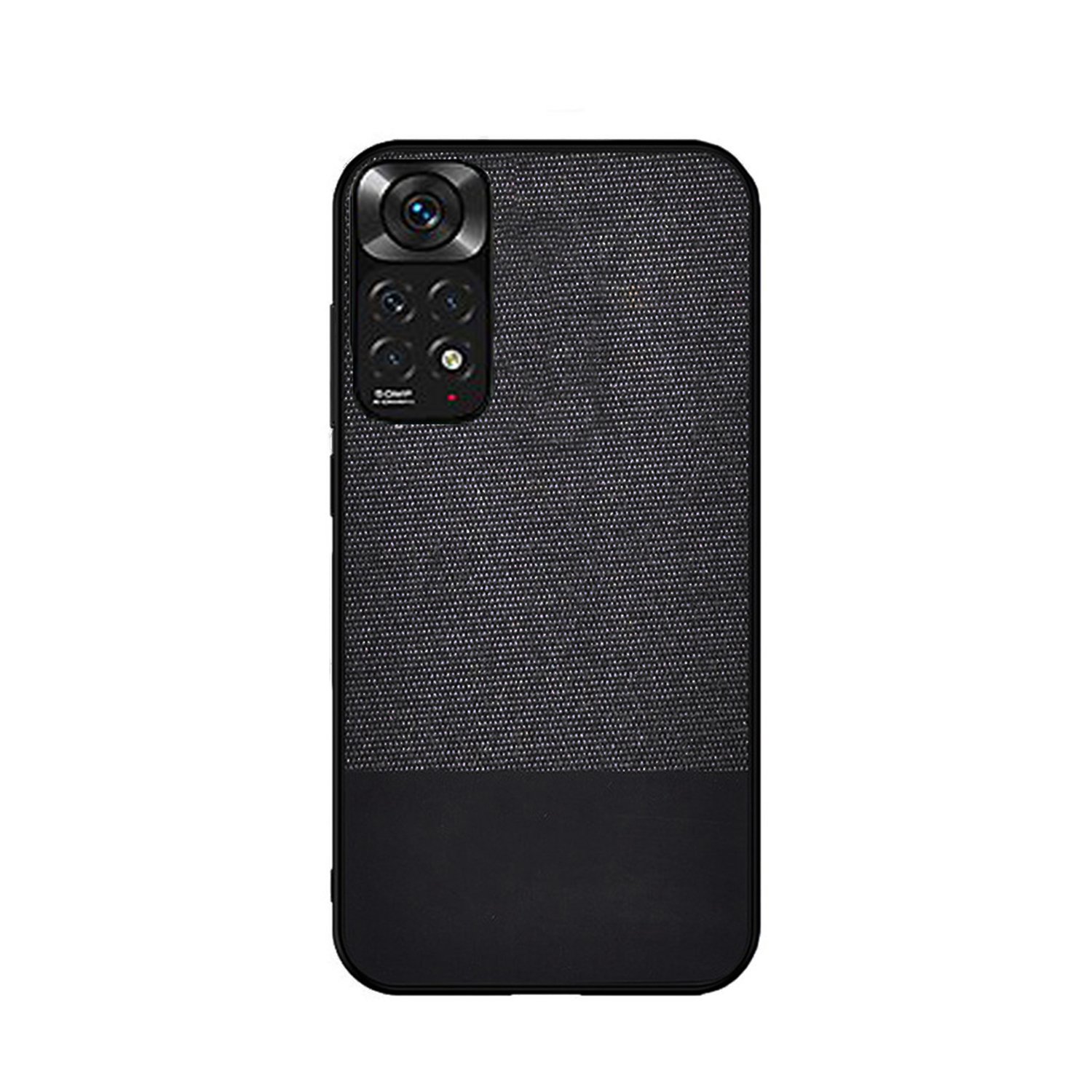 Microcase Xiaomi Redmi Note 11 2022 (Global) Fabrik Kumaş ve Deri Desen Kılıf - Siyah