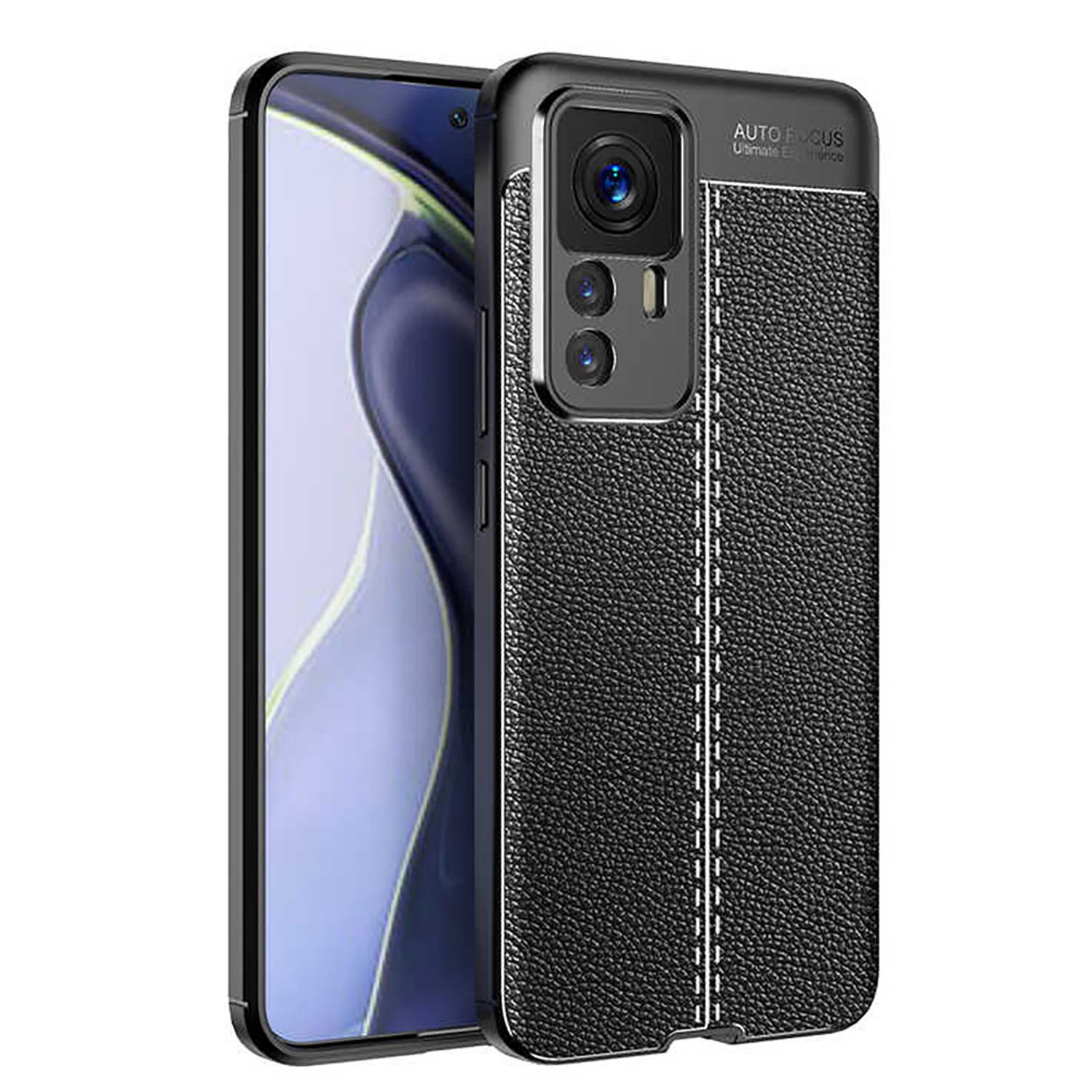 Microcase Xiaomi 12T / 12T Pro / Redmi K50 Ultra Leather Serisi Deri Efekt Silikon Kılıf - Siyah AL3337