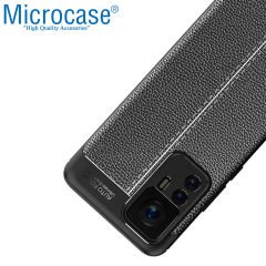 Microcase Xiaomi 12T / 12T Pro / Redmi K50 Ultra Leather Serisi Deri Efekt Silikon Kılıf - Siyah AL3337