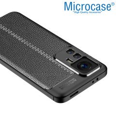 Microcase Xiaomi 12T / 12T Pro / Redmi K50 Ultra Leather Serisi Deri Efekt Silikon Kılıf - Siyah AL3337