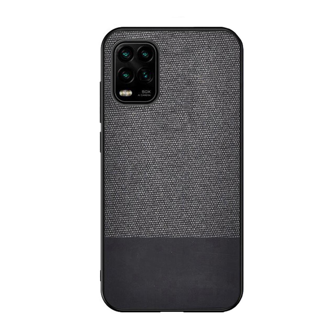 Microcase Xiaomi Mi 10 Lite 5G Fabrik Serisi Kumaş Desen Kılıf - Siyah