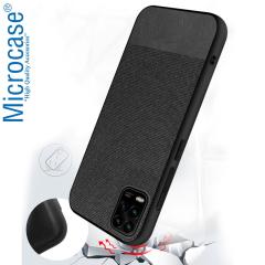 Microcase Xiaomi Mi 10 Lite 5G Fabrik Serisi Kumaş Desen Kılıf - Siyah