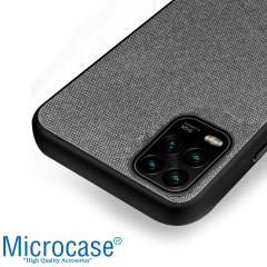 Microcase Xiaomi Mi 10 Lite 5G Fabrik Serisi Kumaş Desen Kılıf - Gri