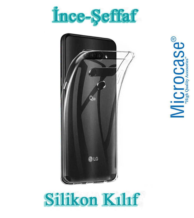 Microcase LG Q60 Ultra İnce 0.2 mm Soft Silikon Kılıf + Tempered Glass Cam Koruma (SEÇENEKLİ)