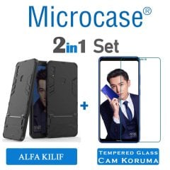 Huawei Honor Note 10 Alfa Serisi Armor Standlı Kılıf + Cam Koruma