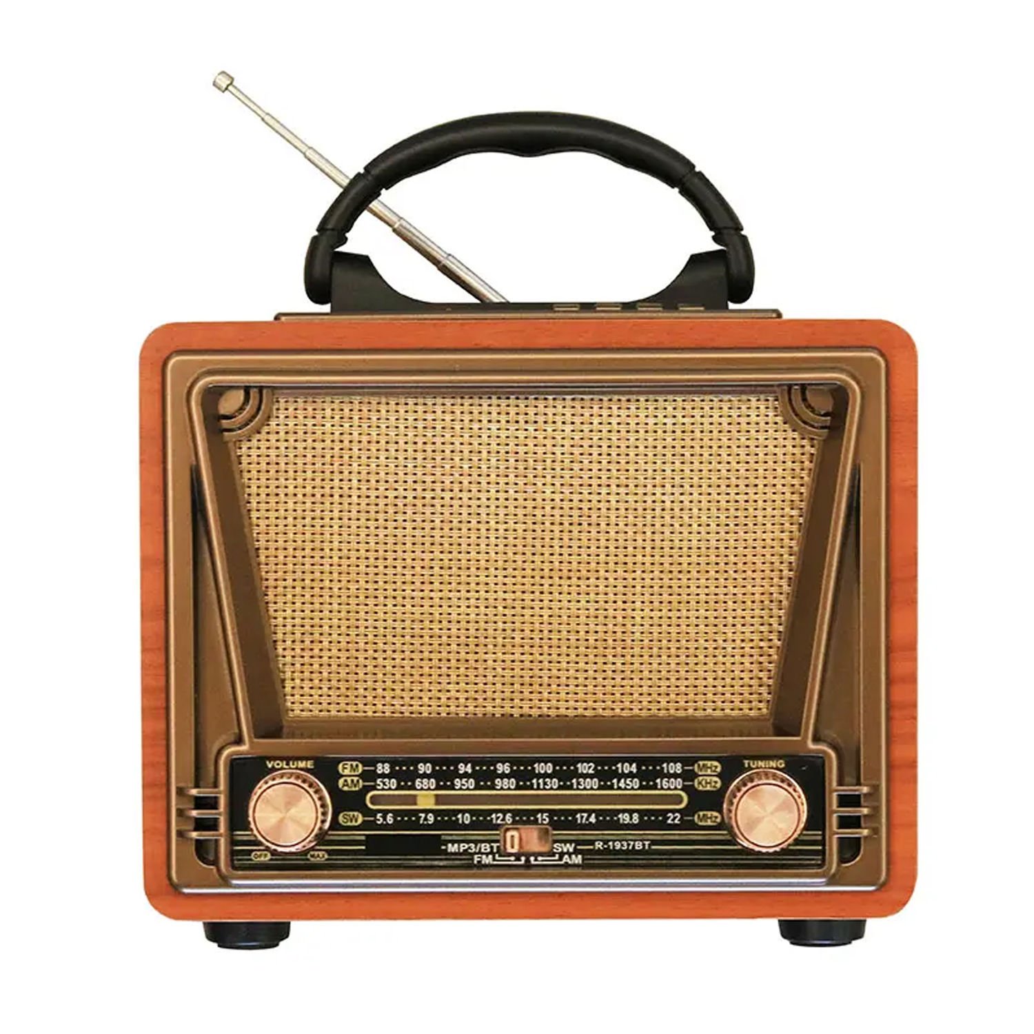 Microcase Ahşap Nostaljik Görünümlü Bluetooth Hoparlör USB-SD Card MP3 Çalar Radyo R-1937BT - AL3686