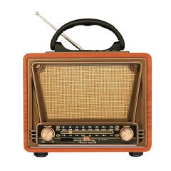 Microcase Ahşap Nostaljik Görünümlü Bluetooth Hoparlör USB-SD Card MP3 Çalar Radyo R-1937BT - AL3686