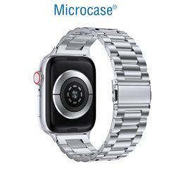 Microcase Apple Watch Series 10 46mm Uyumlu Paslanmaz Çelik Metal Kordon Kayış-KY90