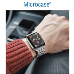 Microcase Apple Watch Series 10 46mm Uyumlu Paslanmaz Çelik Metal Kordon Kayış-KY90