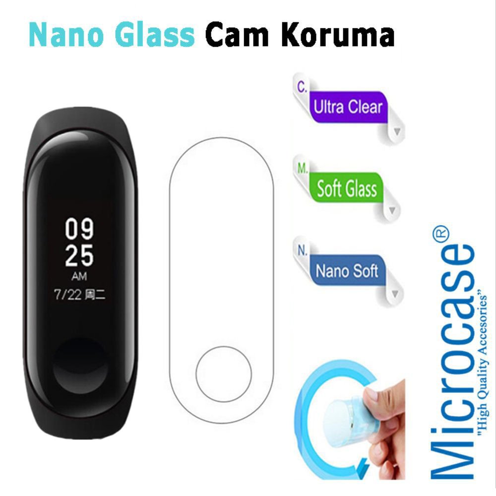 Microcase Xiaomi Mi Band 3 Nano Glass Ekran Koruma Film-DELİKLİ K