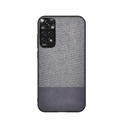 Microcase Xiaomi Redmi Note 11 Pro 2022 (Global) Fabrik Kumaş ve Deri Desen Kılıf -Gri