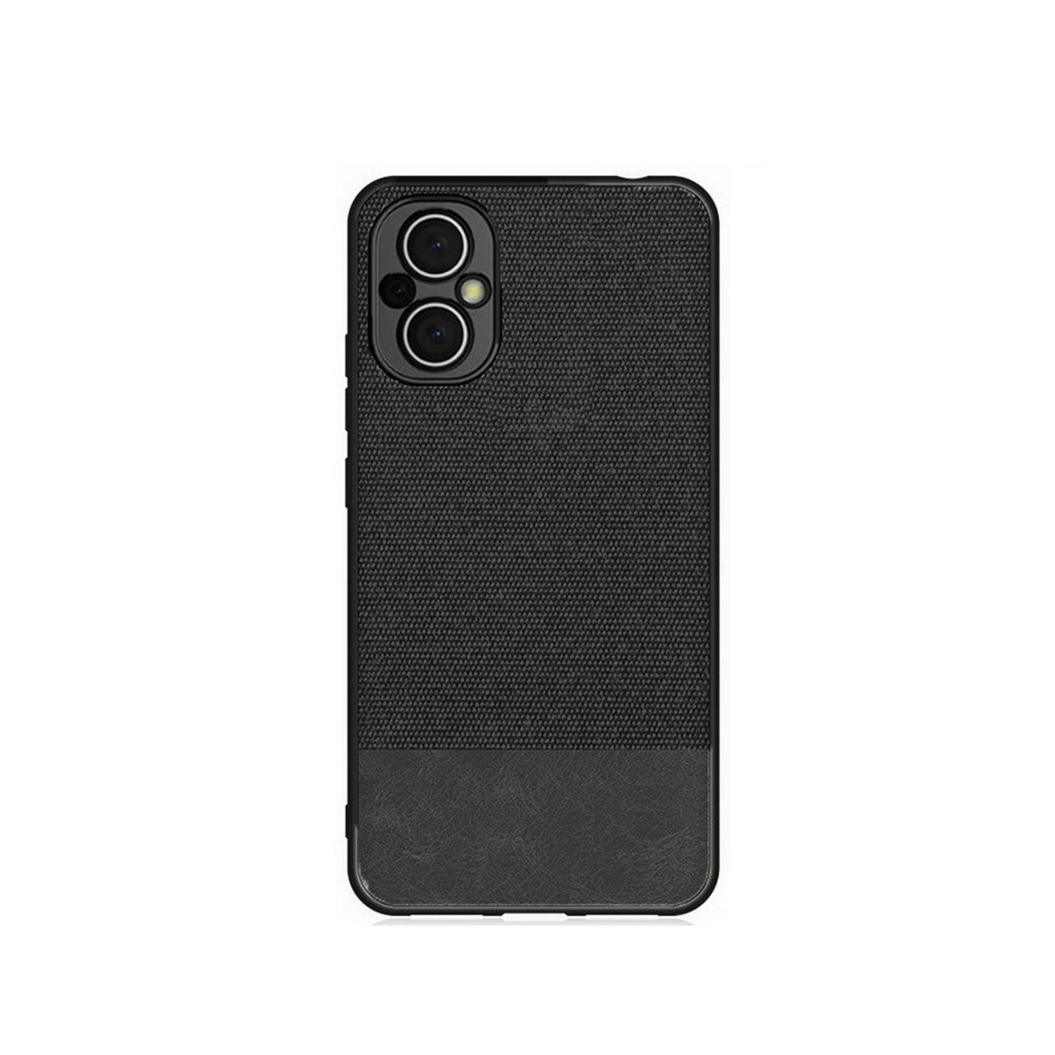 Microcase Oneplus Nord N20 5G Fabrik Kumaş ve Deri Desen Kılıf -Siyah