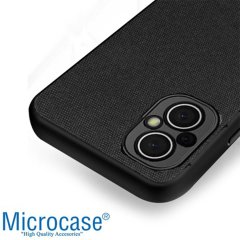 Microcase Oneplus Nord N20 5G Fabrik Kumaş ve Deri Desen Kılıf -Siyah