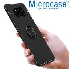 Microcase Xioami Poco X3 Pro Focus Serisi Yüzük Standlı Silikon Kılıf - Siyah