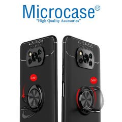 Microcase Xioami Poco X3 Pro Focus Serisi Yüzük Standlı Silikon Kılıf - Siyah