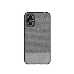 Microcase Oneplus Nord N20 5G Fabrik Kumaş ve Deri Desen Kılıf -Gri