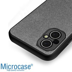 Microcase Oneplus Nord N20 5G Fabrik Kumaş ve Deri Desen Kılıf -Gri
