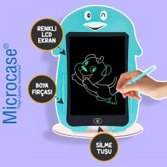Microcase 8.5 inch Penguen Tasarım Dijital Kalemli Çizim Yazı Tahtası Eğitim Tableti Mavi - AL3689