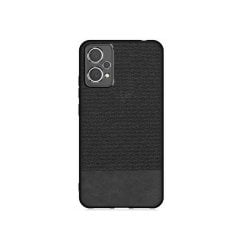 Microcase Oneplus Nord CE 2 Lite 5G Fabrik Kumaş ve Deri Desen Kılıf -Siyah