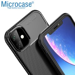 Microcase iPhone 11 Maxy Serisi Carbon Fiber Silikon Kılıf - Siyah