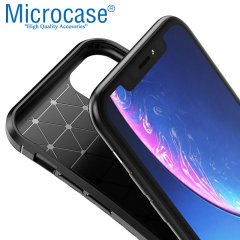 Microcase iPhone 11 Maxy Serisi Carbon Fiber Silikon Kılıf - Siyah