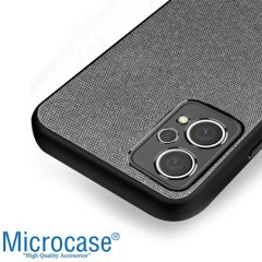 Microcase Oneplus Nord CE 2 Lite 5G Fabrik Kumaş ve Deri Desen Kılıf -Gri