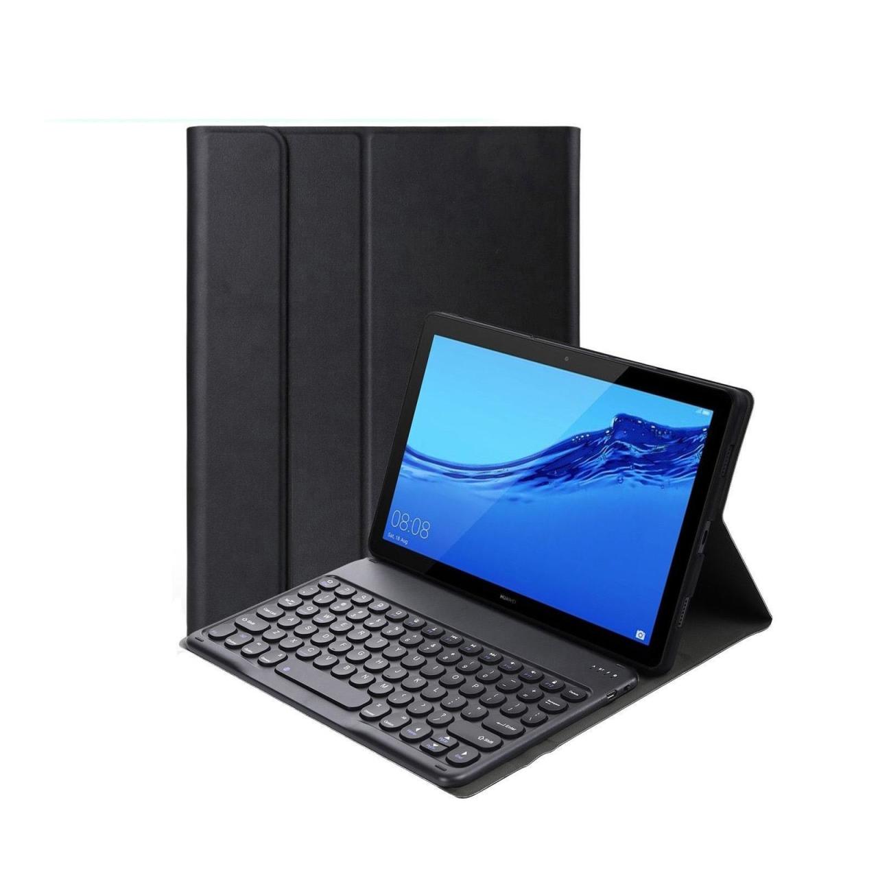 Microcase Huawei Mediapad T3 10 9.6 inç Yuvarlak Tuş Bluetooth Klavyeli Kılıf - YKK1