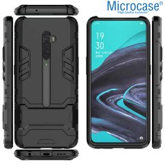 Microcase Oppo Reno 2 Alfa Serisi Armor Standlı Perfect Koruma Kılıf - Siyah