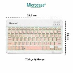 Microcase Xiaomi Pad 5 Tablet Uyumlu Tablet Çanta+Türkçe Bluetooth Klavye +Mouse+ Standı - Pembe AL8127