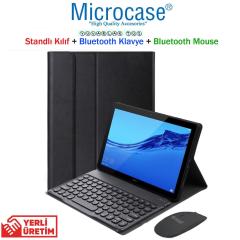Huawei Mediapad T3 10 9.6 inç Yuvarlak Tuş Bluetooth Klavye+Mouse+Kılıf - YKK2