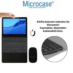Huawei Mediapad T3 10 9.6 inç Yuvarlak Tuş Bluetooth Klavye+Mouse+Kılıf - YKK2