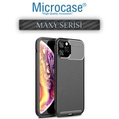 Microcase iPhone 11 Pro Maxy Serisi Carbon Fiber Silikon Kılıf - Siyah