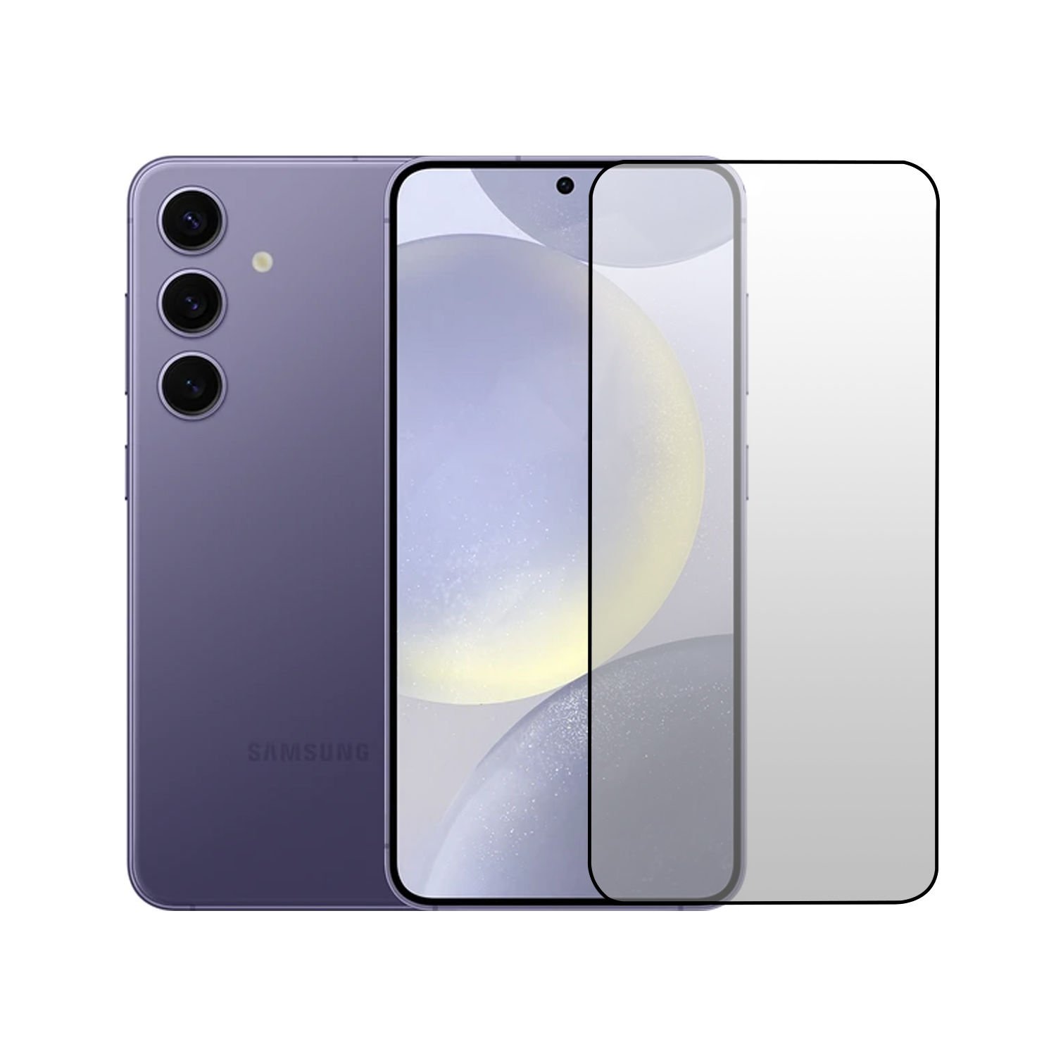Microcase Samsung Galaxy S24 Tam Kaplayan Çerçeveli Mat Cam Koruma - AL3124