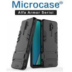 Microcase Oppo A5 2020 - Oppo A9 2020 Alfa Serisi Armor Standlı Perfect Koruma Kılıf - Siyah