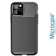 Microcase iPhone 11 Pro Max Maxy Serisi Carbon Fiber Silikon Kılıf - Siyah