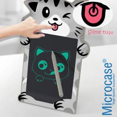 Microcase 8.5 inch Kedi Tasarım Dijital Kalemli Çizim Yazı Tahtası Eğitim Tableti Gri - AL3694