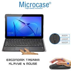 Huawei Medipad T3 10 9.6 inç Yuvarlak Tuş Touchpad Bluetooth Klavye Mouse+Kılıf YKK4