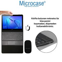 Huawei Medipad T3 10 9.6 inç Yuvarlak Tuş Touchpad Bluetooth Klavye Mouse+Kılıf YKK4