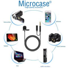Microcase Kulaklık Girişli 3.5 mm Jack Profesyonel Youtuber Yaka Mikrofonu 1.5 Metre - AL2634