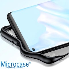 Microcase Xiaomi Mi 8 Lite Frameless Serisi Sert Rubber Kılıf - Siyah + Tempered Glass Cam Koruma