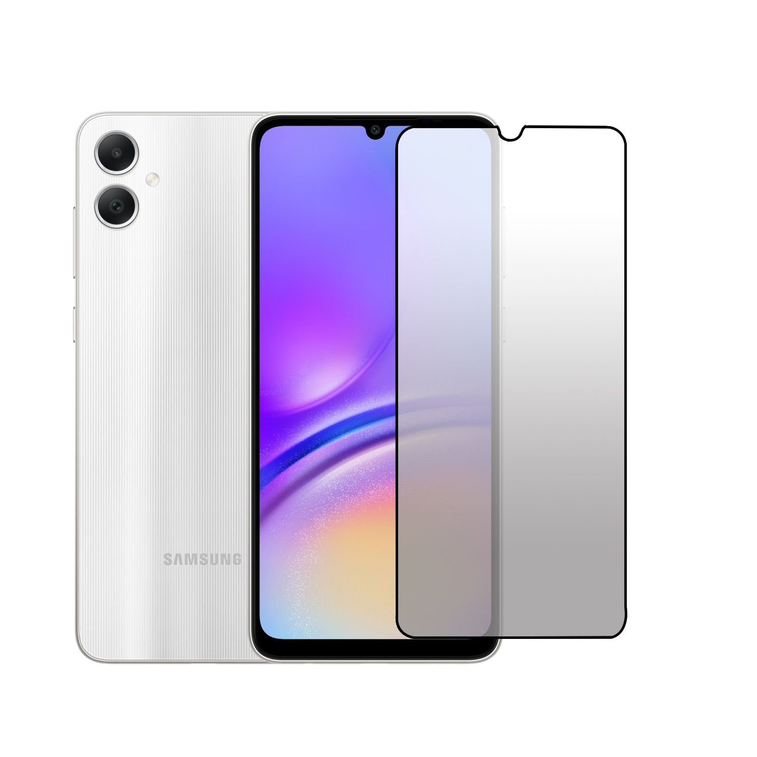 Microcase Samsung Galaxy A05 Tam Kaplayan Çerçeveli Mat Cam Koruma - AL3124