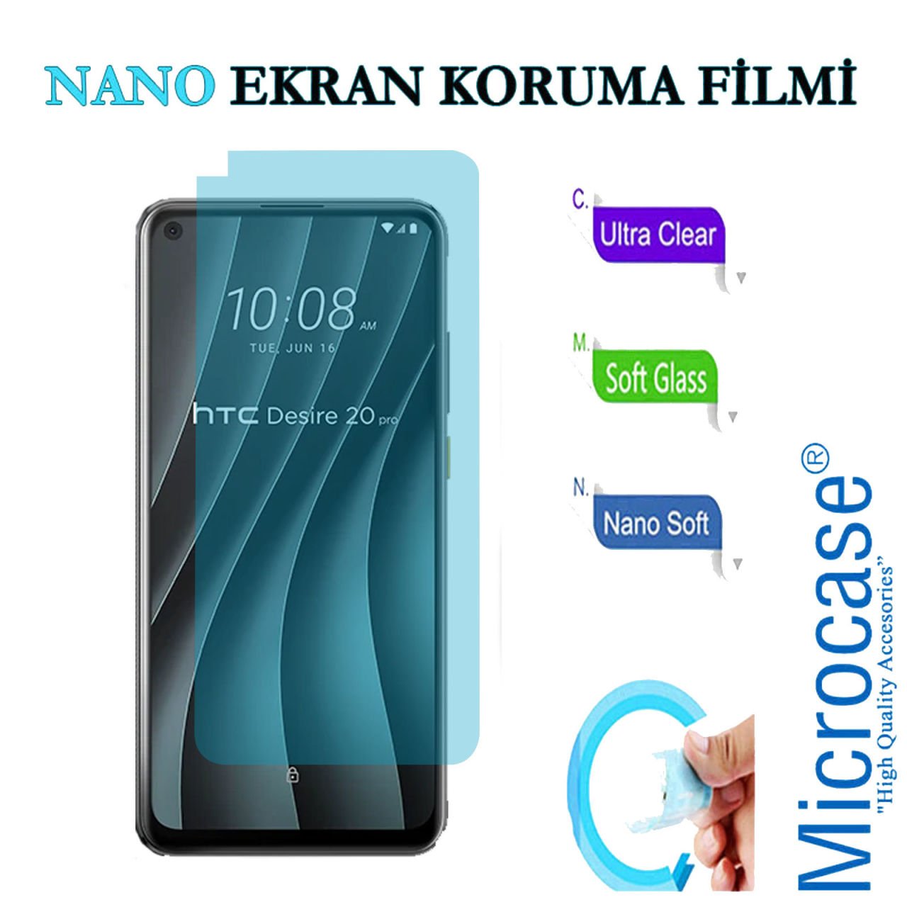 Microcase HTC Desire 20 Pro Nano Glass Cam Ekran Koruma Filmi