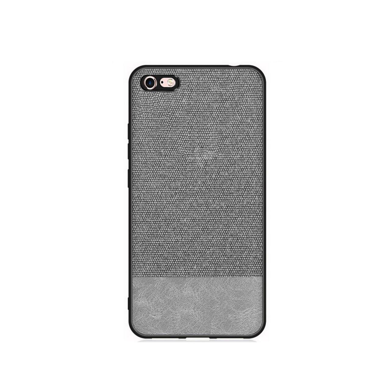 Microcase iPhone SE 2022 Fabrik Serisi Kumaş ve Deri Desen Kılıf - Gri