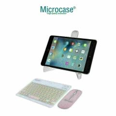 Microcase Tcl Nxtpaper 10s Tablet Tablet Uyumlu Tablet Çanta+Türkçe Bluetooth Klavye +Mouse+ Standı - Pembe AL8127