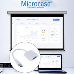Microcase USB 3.0 To VGA Adaptör - 20 cm Beyaz (USB 3.0 ve USB 2.0 Destekler) - AL2619
