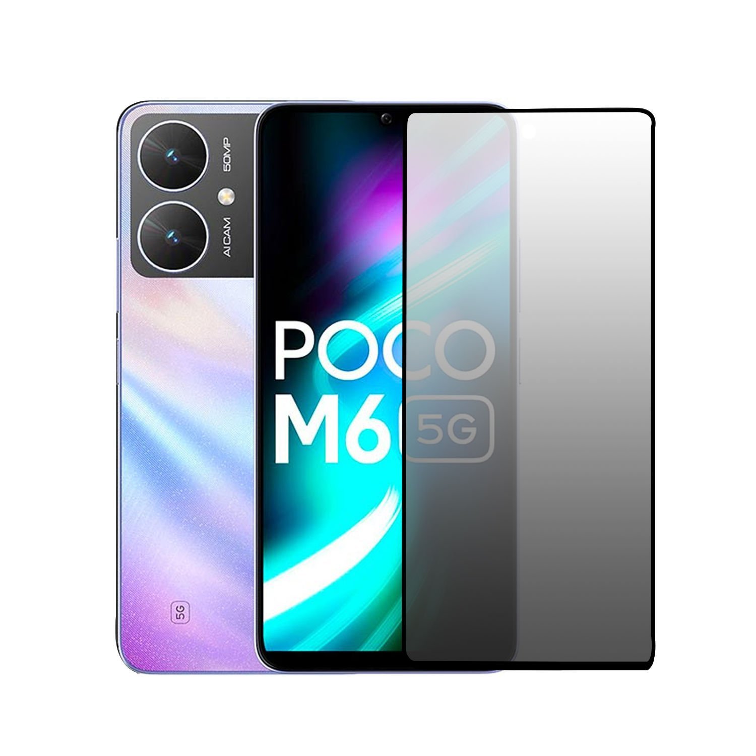 Microcase Xiaomi Poco M6/Xiaomi Redmi 13C 5G Tam Kaplayan Çerçeveli Mat Cam Koruma - AL3124