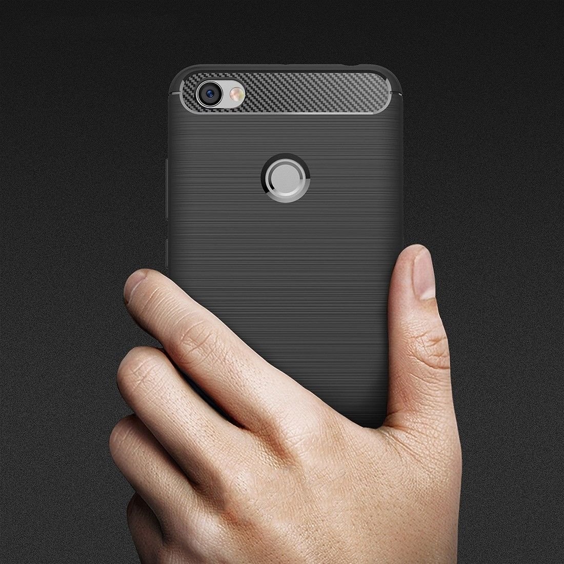 Xiaomi Redmi Note 5A - 5A Prime Brushed Carbon Silikon Kılıf + Cam