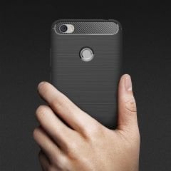Xiaomi Redmi Note 5A - 5A Prime Brushed Carbon Silikon Kılıf + Cam