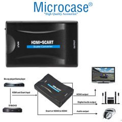 Microcase HDMI To SCART Dönüştürücü Adaptör Siyah - AL2620